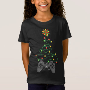 Camiseta Video Game Controller Christmas Tree Lights Funny