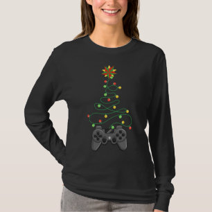 Camiseta Video Game Controller Christmas Tree Lights Funny
