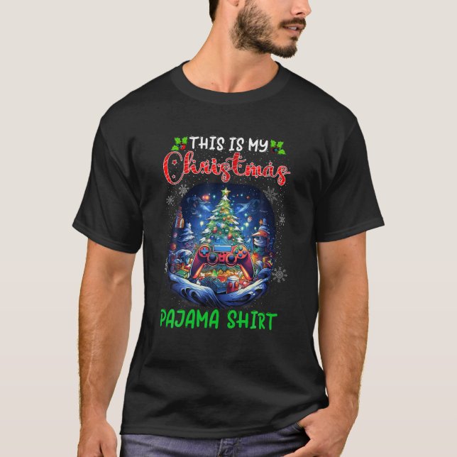 Camiseta Video Game Controller Christmas Tree Lights Gamer (Anverso)