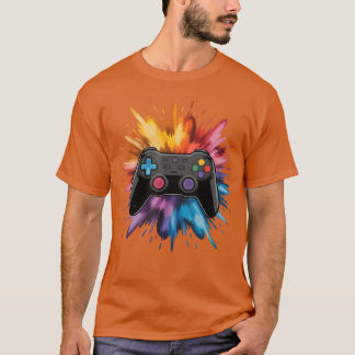 Camiseta Video Game Controller Colorful Paint Splashes Game