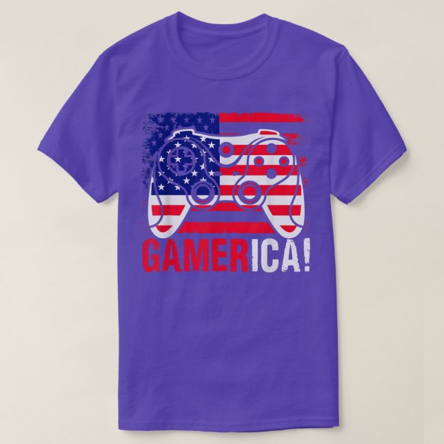 Camiseta Video Game Controller Funny Gameric American Flag  (Diseño del anverso)