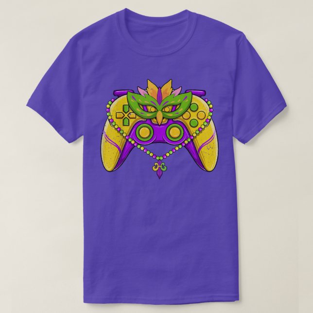 Camiseta Video Game Controller Gamer Mardi Gras Boys Mens T (Diseño del anverso)