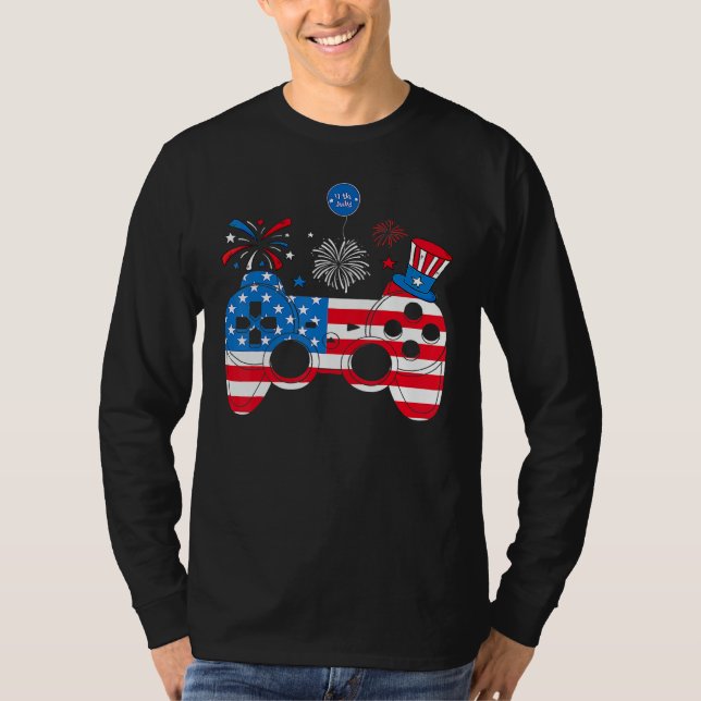 Camiseta Video Game Controller Happy 4th Of July US America (Anverso)