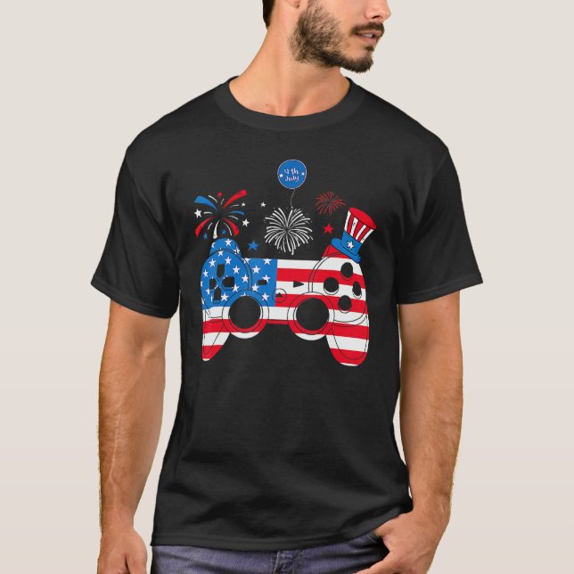 Camiseta Video Game Controller Happy 4th Of July US America (Anverso)