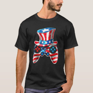 Camiseta Video Game Controller Hat American Flag 4th Of Jul
