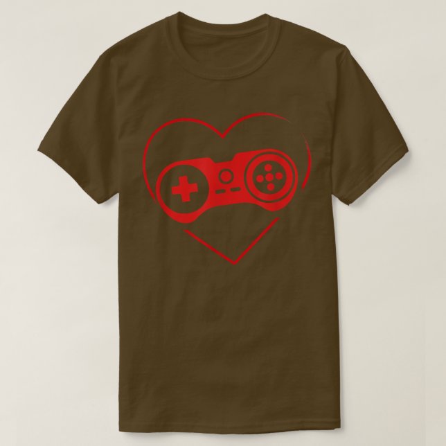 Camiseta Video Game Controller Heartbeat Valentine's Gamer  (Diseño del anverso)