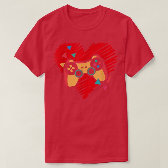 Camiseta Video Game Controller Heartbeat Valentine's Gamer  (Diseño del anverso)