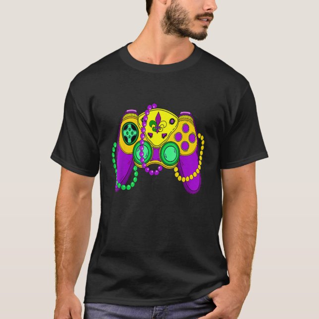 Camiseta Video Game Controller Mardi Gras Carnival Mask Fle (Anverso)