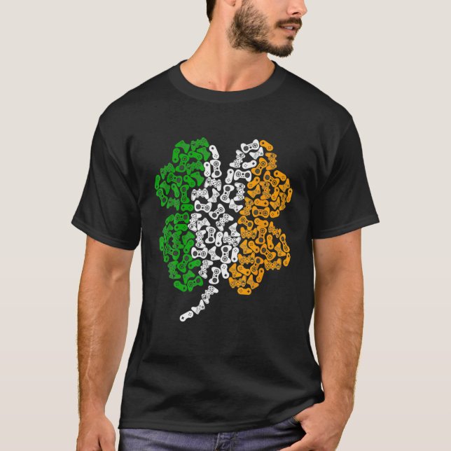 Camiseta Video Game Controller St Patricks Day Tee Boys Men (Anverso)