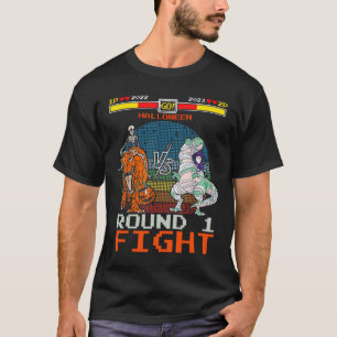 Camiseta Video Game Halloween T-rex Skeleton Mummy - Round