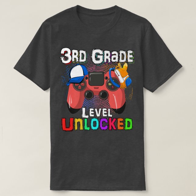 Camiseta Video Game Level Unlocked 3rd Grade Student Teache (Diseño del anverso)