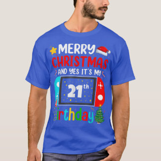 Camiseta Video Game Lover Merry Christmas Yes It's My 21th 