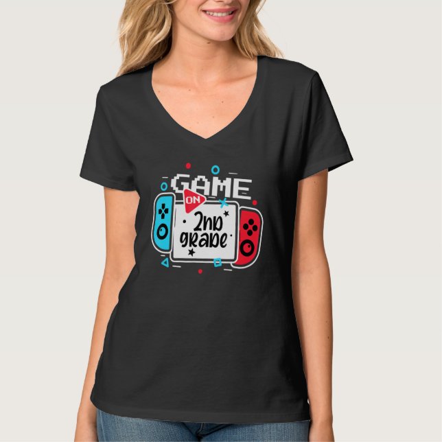 Camiseta Video Game On 2nd Grade Cool Kids Team Second Back (Anverso)
