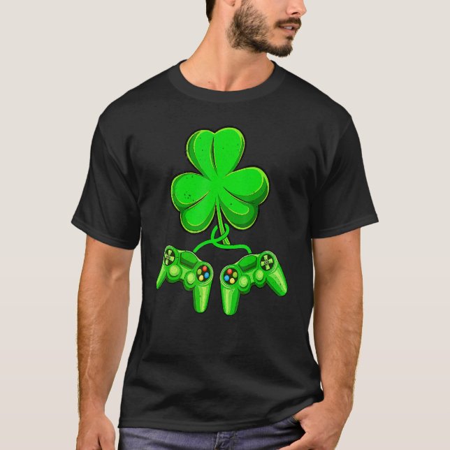 Camiseta Video Game Shamrock Game Controller Happy St Patri (Anverso)