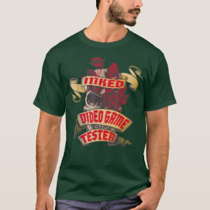 Camiseta Video Game Tester Inked Skull & Red Roses Tattoo 