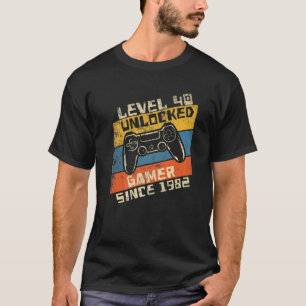 Camiseta Video Gamer 40Th Birthday Level 40 Unlocked 1982