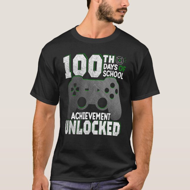 Camiseta Video Gamer Boy Level 100 Desbloqueado Feliz 100 d (Anverso)