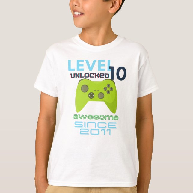 Camiseta Video Gamer de nivel 10 desbloqueado 2011 (Anverso)
