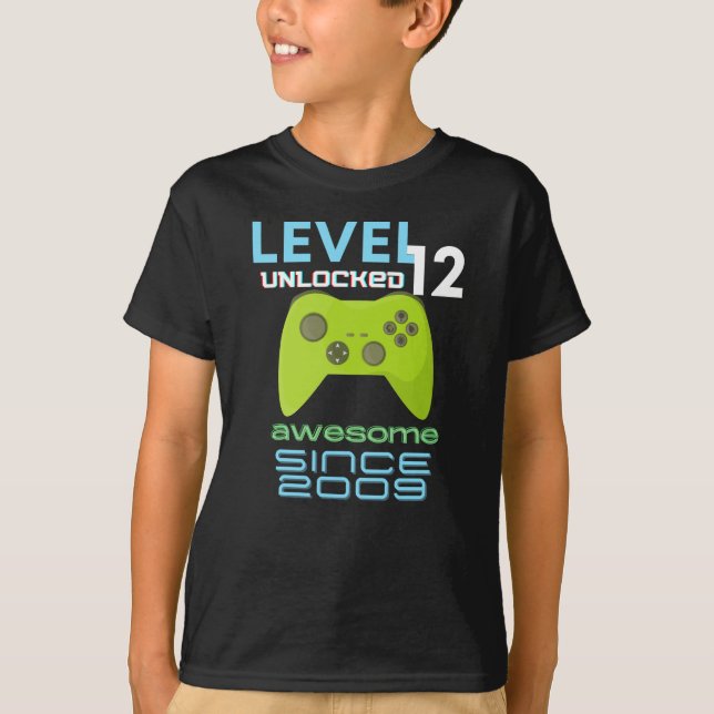 Camiseta Video Gamer de nivel 12 desbloqueado 2009 (Anverso)