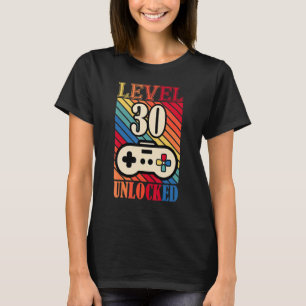 Camiseta Video gamer de nivel 30 desbloqueado 30th Birthday
