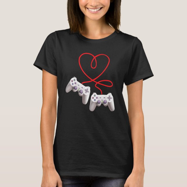 Camiseta Video Gamer Heart Controller Valentine's Day  Kids (Anverso)