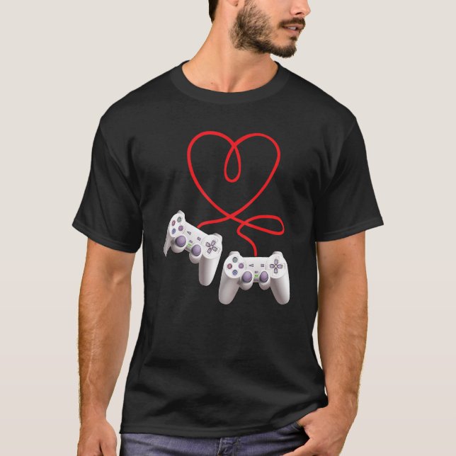 Camiseta Video Gamer Heart Controller Valentine's Day  Kids (Anverso)