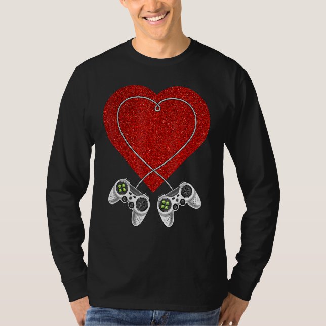 Camiseta Video Gamer Heart Controller Valentine's Day Kids  (Anverso)