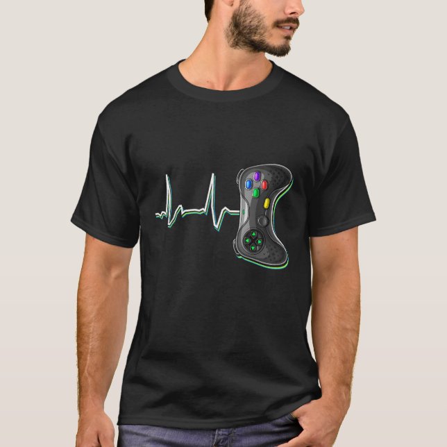 Camiseta Video Gamer Heartbeat Video Game Controller Gift K (Anverso)