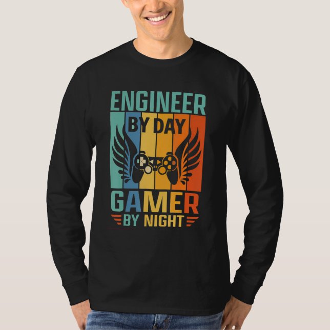 Camiseta Video Gamer Mechanical Engineer By Day Gamer By Ni (Anverso)
