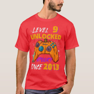 Camiseta Video Gamer Nivel 9 Desbloqueado Noveno Cumpleaños