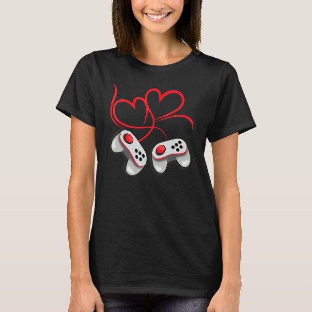 Camiseta Video Gamer Valentine's Day Hearts Gaming (Anverso)