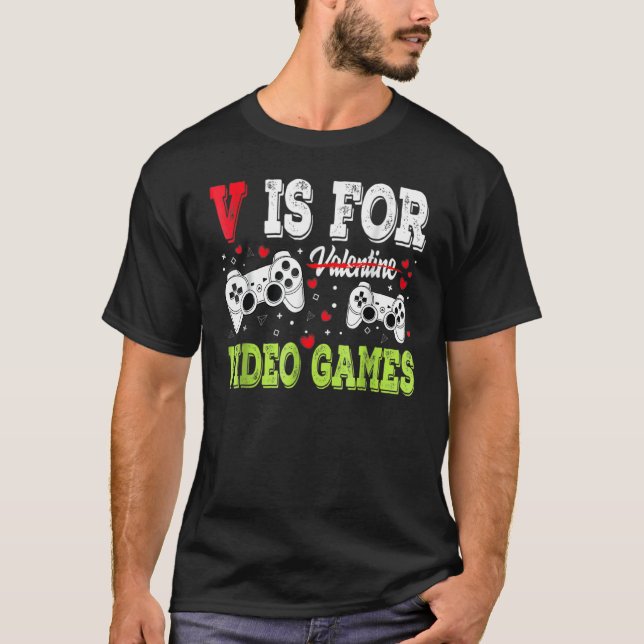 Camiseta Video Gamer Valentines Day With Controllers Heart (Anverso)