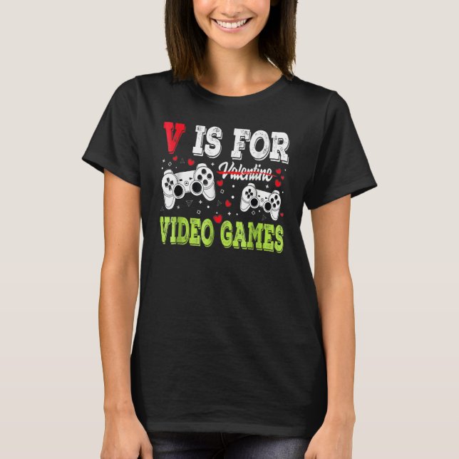 Camiseta Video Gamer Valentines Day With Controllers Heart (Anverso)