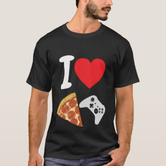 Camiseta Video Games Gamer Love Pizza Cheese Slice Controll