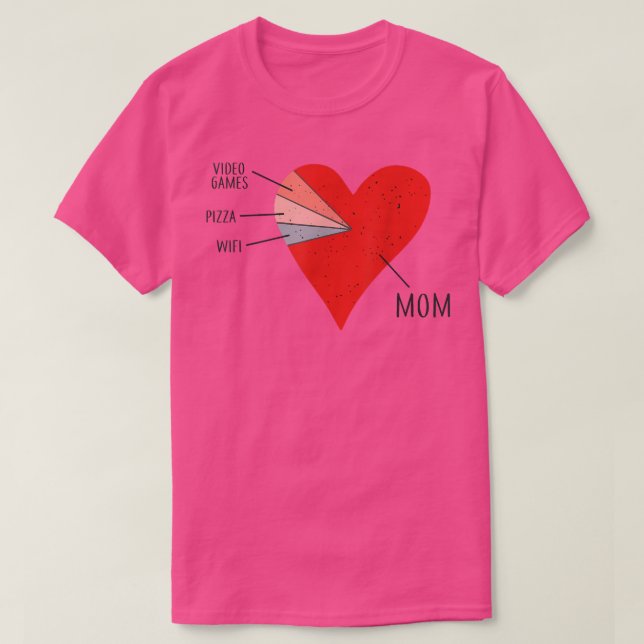 Camiseta Video Games Pizza Wifi Mom Heart Funny Valentines  (Diseño del anverso)