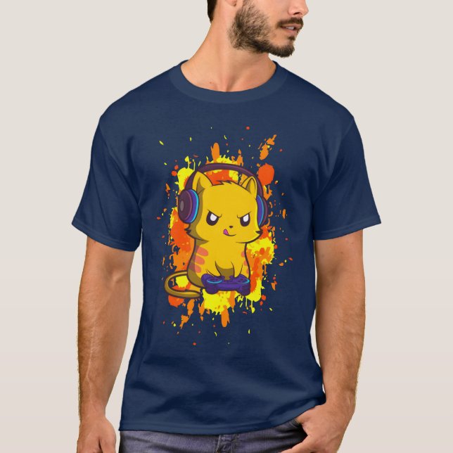Camiseta Video Gaming Cat Gift for a Video Games Player vin (Anverso)