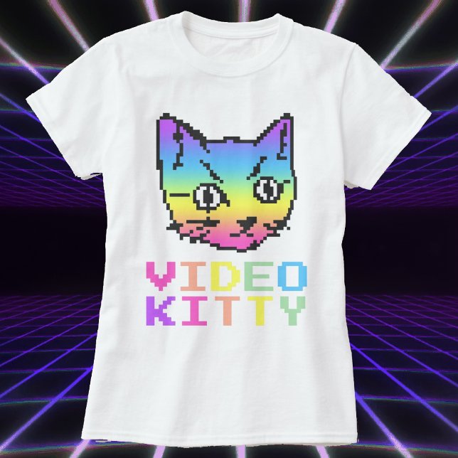 CAMISETA VIDEO KITTY CAT PIXEL ART T-SHIRT (Subido por el creador)