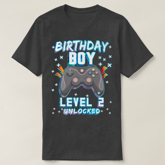 Camiseta Videojuego 2º Jugador de Cumpleaños Boys Nivel 2 D (Diseño del anverso)