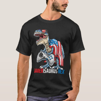 Camiseta Videojuego 4 de julio T Rex Dinosaur Amerisaurus