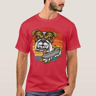 Camiseta Videojuego Bull Dog Jugador Juegos Retro Puesta de