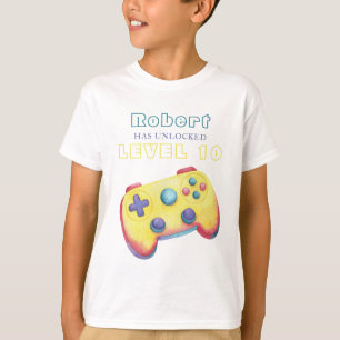 Camiseta Videojuego de Acuarela Cumpleaños de Niños