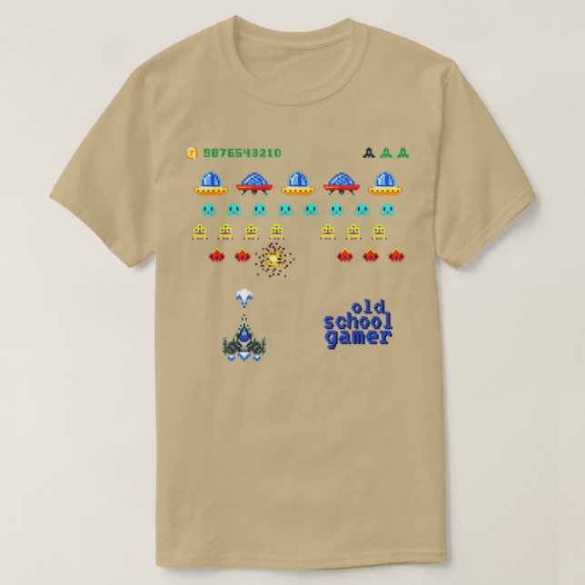 Camiseta Videojuego de arcade espacial Retro (Diseño del anverso)