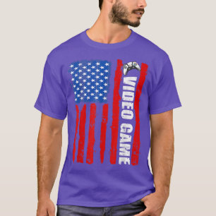 Camiseta Videojuego de bandera estadounidense Retro Hombres