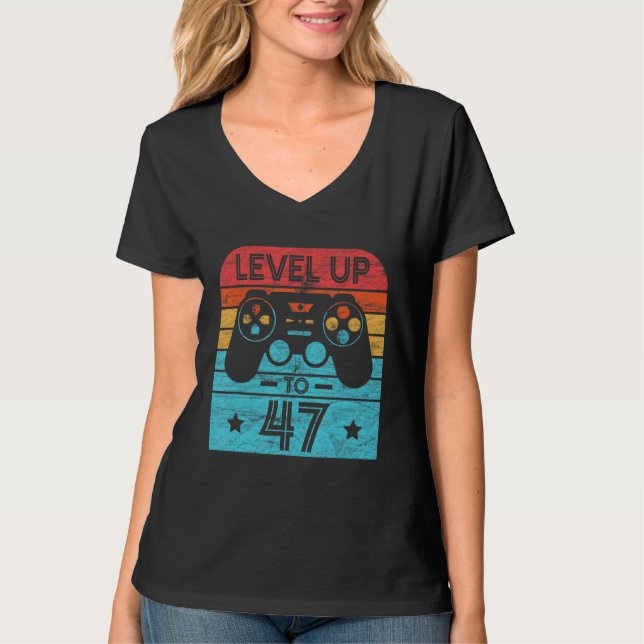 Camiseta Videojuego de cumpleaños retro de 47 años de edad  (Anverso)