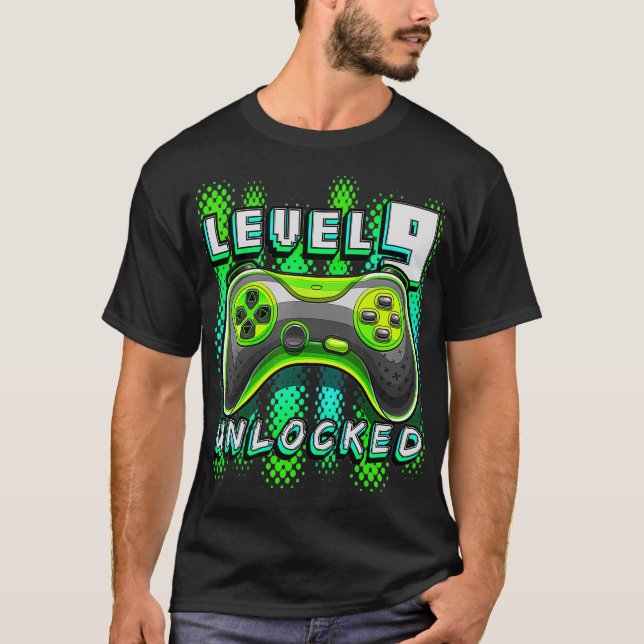 Camiseta videojuego de nivel 9 desbloqueado Noveno jugador  (Anverso)