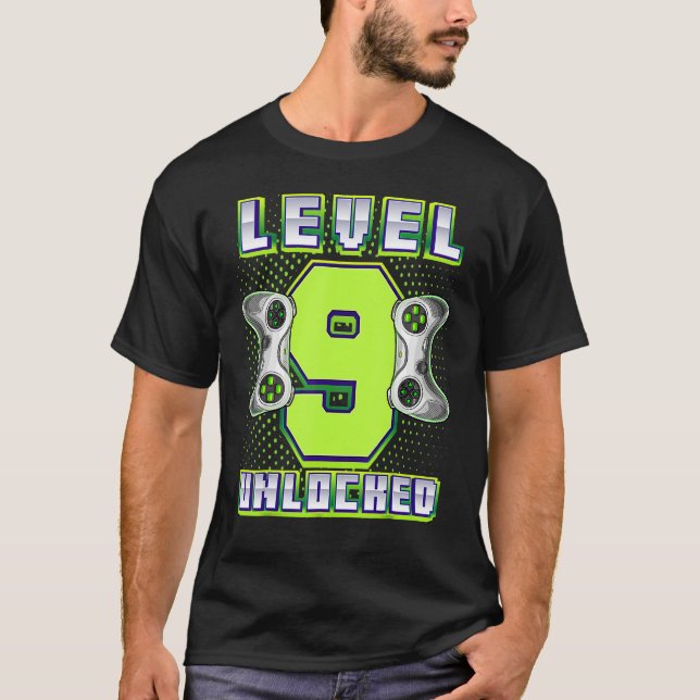 Camiseta videojuego de nivel 9 desbloqueado Noveno jugador  (Anverso)