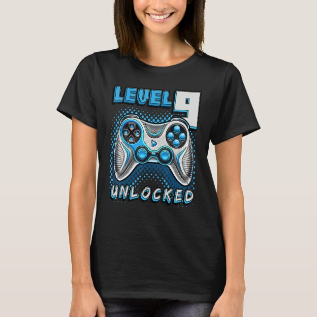 Camiseta videojuego de nivel 9 desbloqueado Noveno jugador  (Anverso)