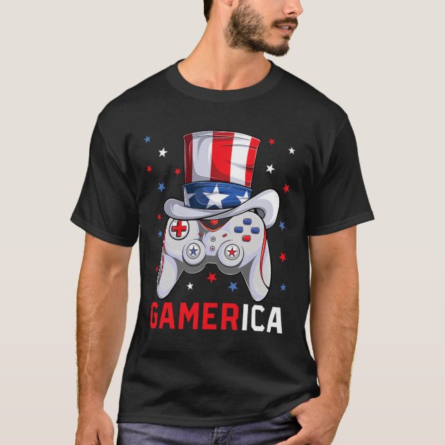 Camiseta Videojuego del 4 de julio Bandera Americana Tío Sa (Anverso)