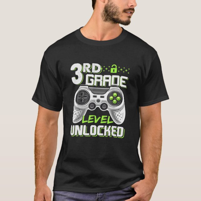 Camiseta Videojuego desbloqueado de 3er grado de vuelta a l (Anverso)