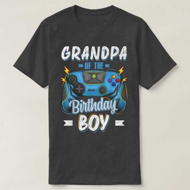 Camiseta Videojuego familiar del abuelo del niño de cumplea (Diseño del anverso)